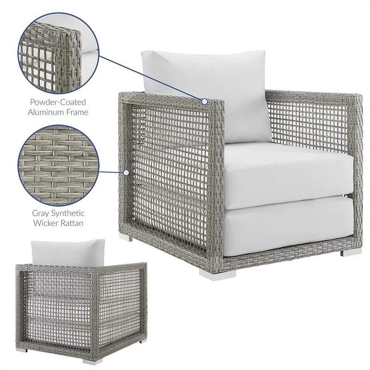Allora Patio Chair in Gray and White
