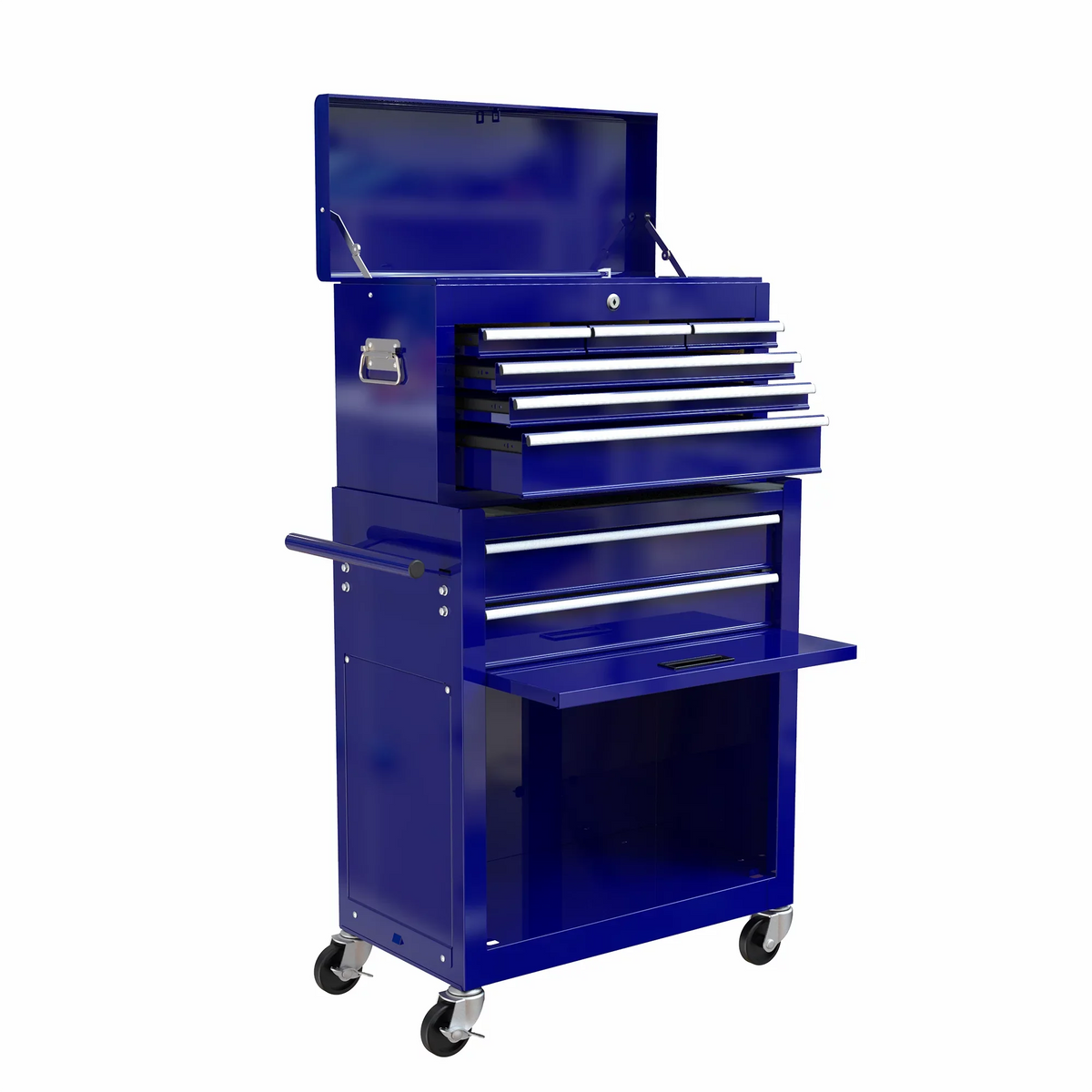 Tool Chest with Drawers, 2-IN-1 Rolling Tool Chest & Cabinet Large Capacity with 8 Drawers, Lockable Tool Box Organizer On Wheels with Sliding Drawers, Hidden Double Tool Box, Blue