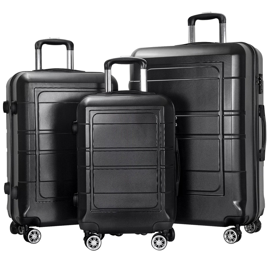 AEDILYS 3 Pcs Hardside Luggage Set, with TSA Lock and 20"/24"/28" Luggage Bags, Dark