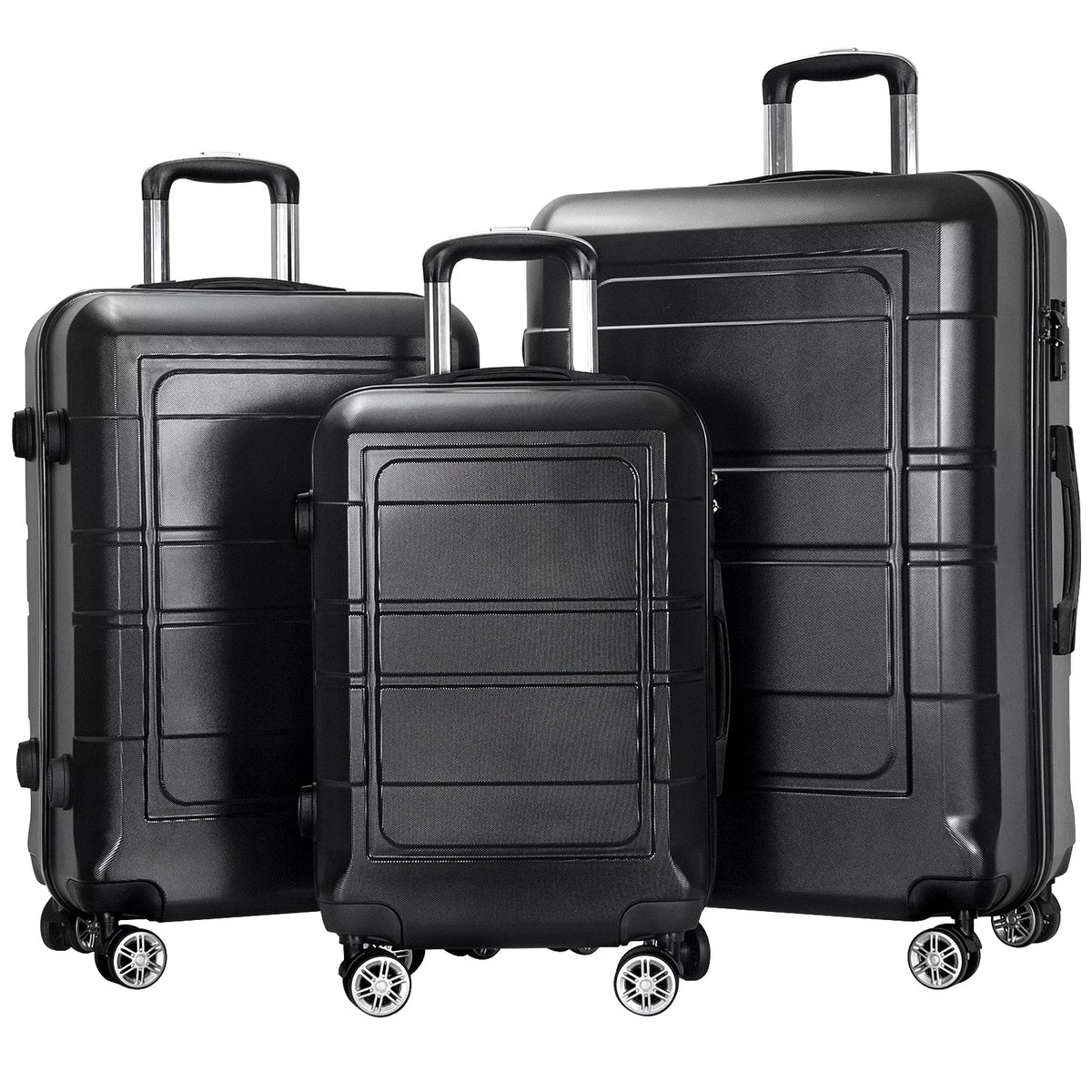 AEDILYS 3 Pcs Hardside Luggage Set, with TSA Lock and 20"/24"/28" Luggage Bags, Dark