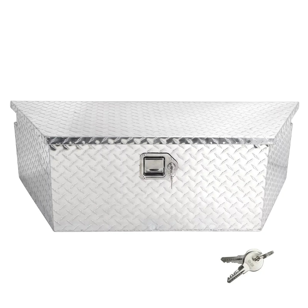 Confote Heavy Duty Aluminum Diamond Plate Trailer Tongue Box with Lock and Keys for Secure Tool Storage on Your Trailer, Silver,39 x 16.5 x 12 Centimeter