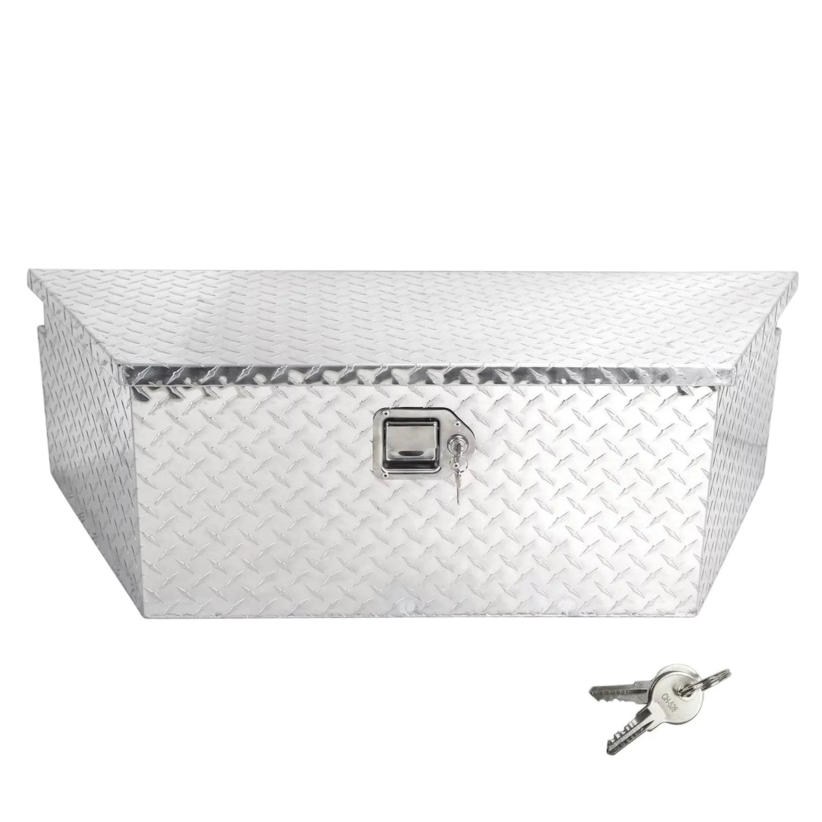 Confote Heavy Duty Aluminum Diamond Plate Trailer Tongue Box with Lock and Keys for Secure Tool Storage on Your Trailer, Silver,39 x 16.5 x 12 Centimeter
