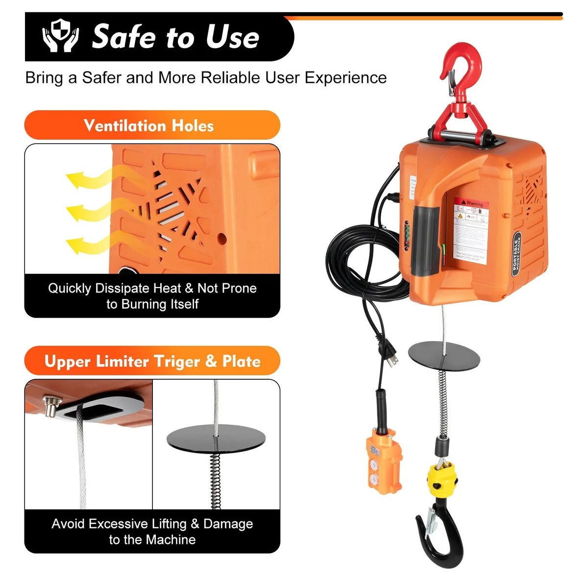 Portable 3-in-1 Electric Inch 300kg/660 lbs Hoist Unit Crane Lift W/ Remote
