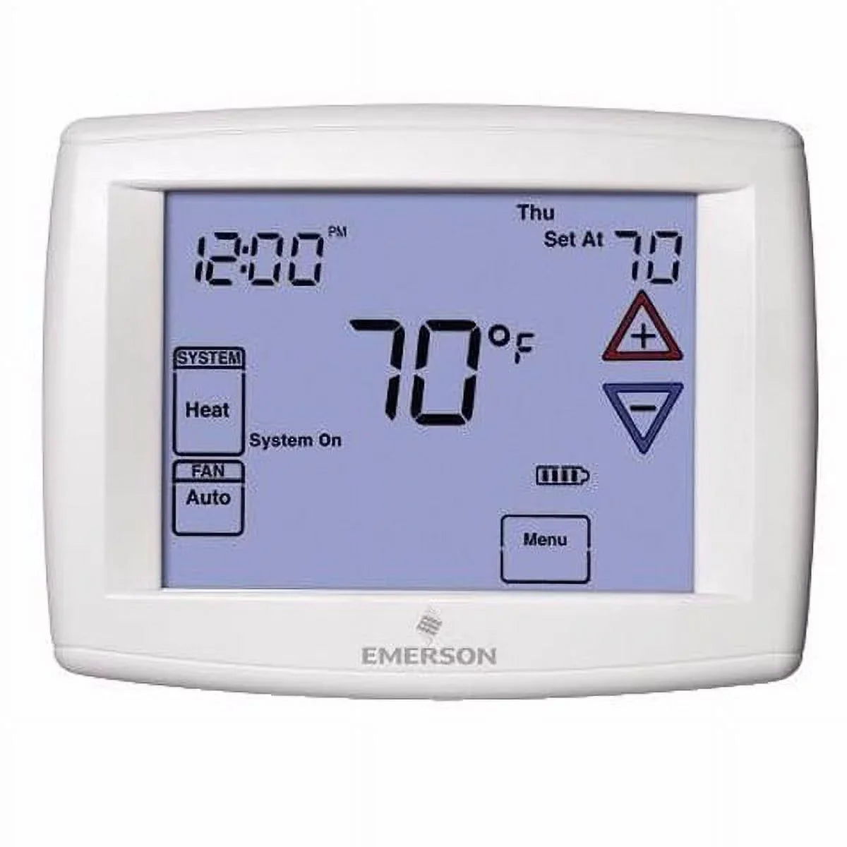 Emerson 1F97-1277 Touchscreen 7-Day Programmable Thermostat for Single-Stage and Heat Pump Systems