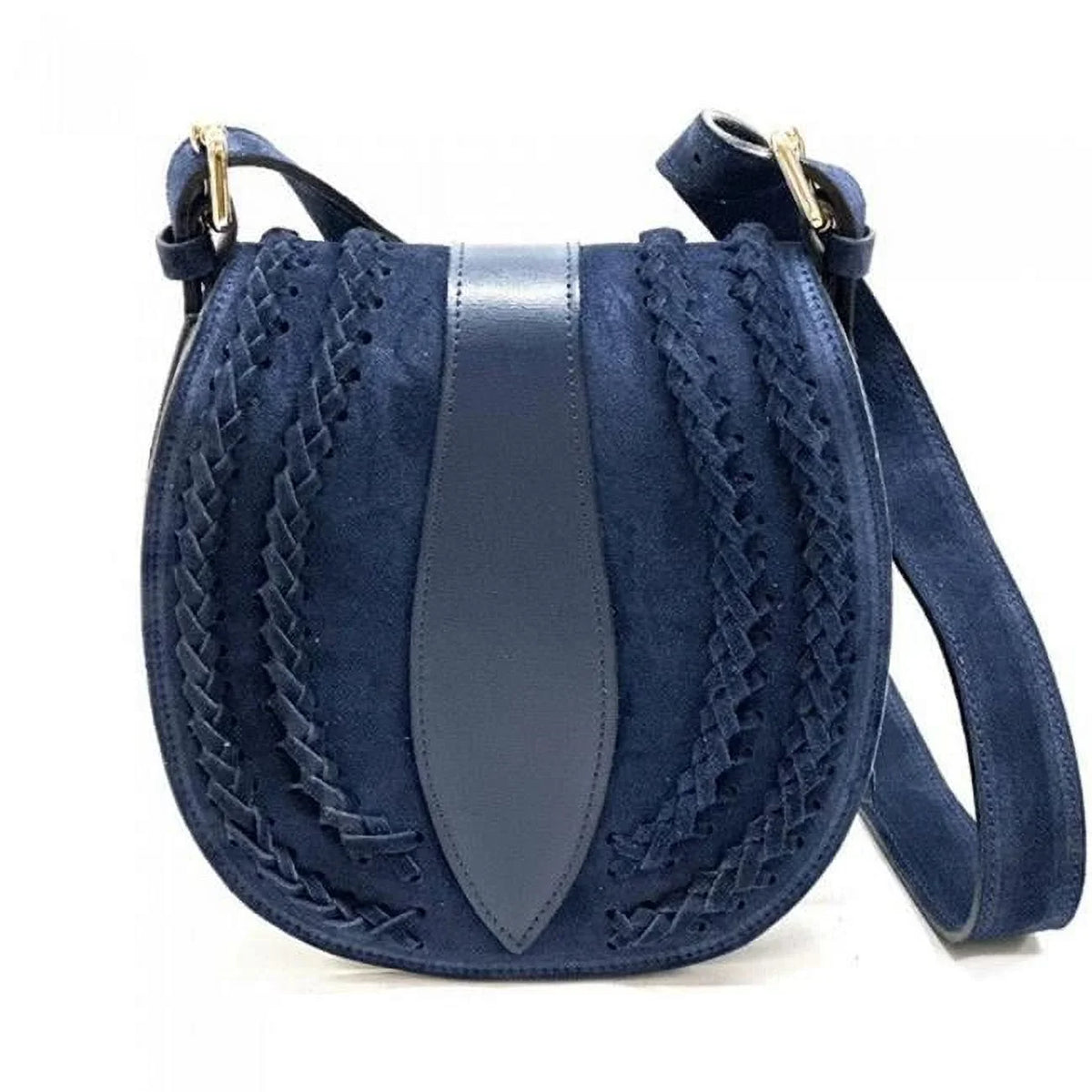 Italian Artisan Lara Womens Vintage Suede Leather Messenger Bag, Dark Blue - Small