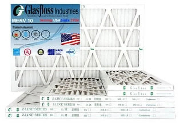 Glasfloss 12x36x1 - MERV 10 -Qty:6 - Furnace Air Filter - Made in USA (Actual Size: 11.5 x 35.5x7/8 Centimeter