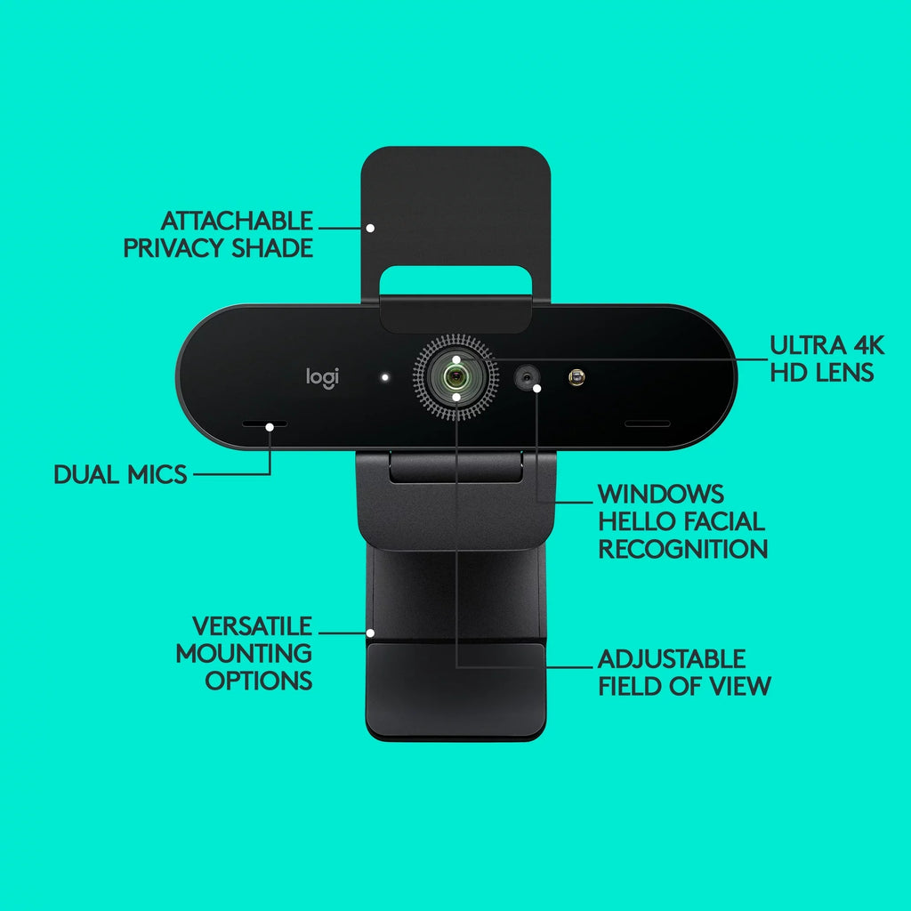 Logitech 4K Pro Webcam with HDR and Noise-Canceling Mics, Onyx
