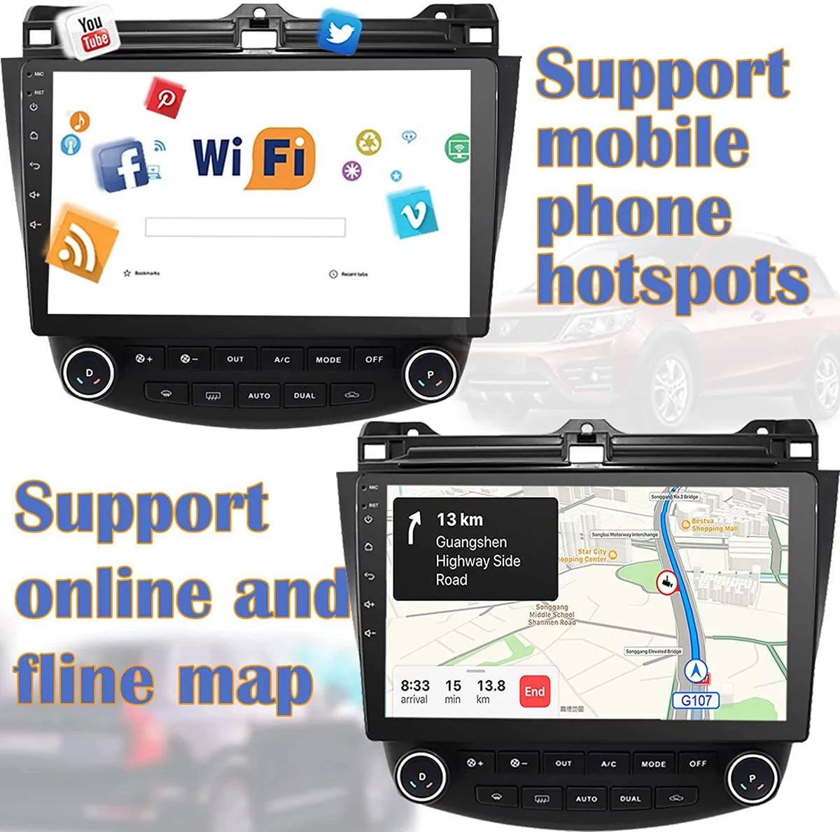 Binize Car Stereo Featuring CarPlay&Android Auto 10 Centimeter Android10 for Honda Accord 7th 2003 2004 2005 2006 2007