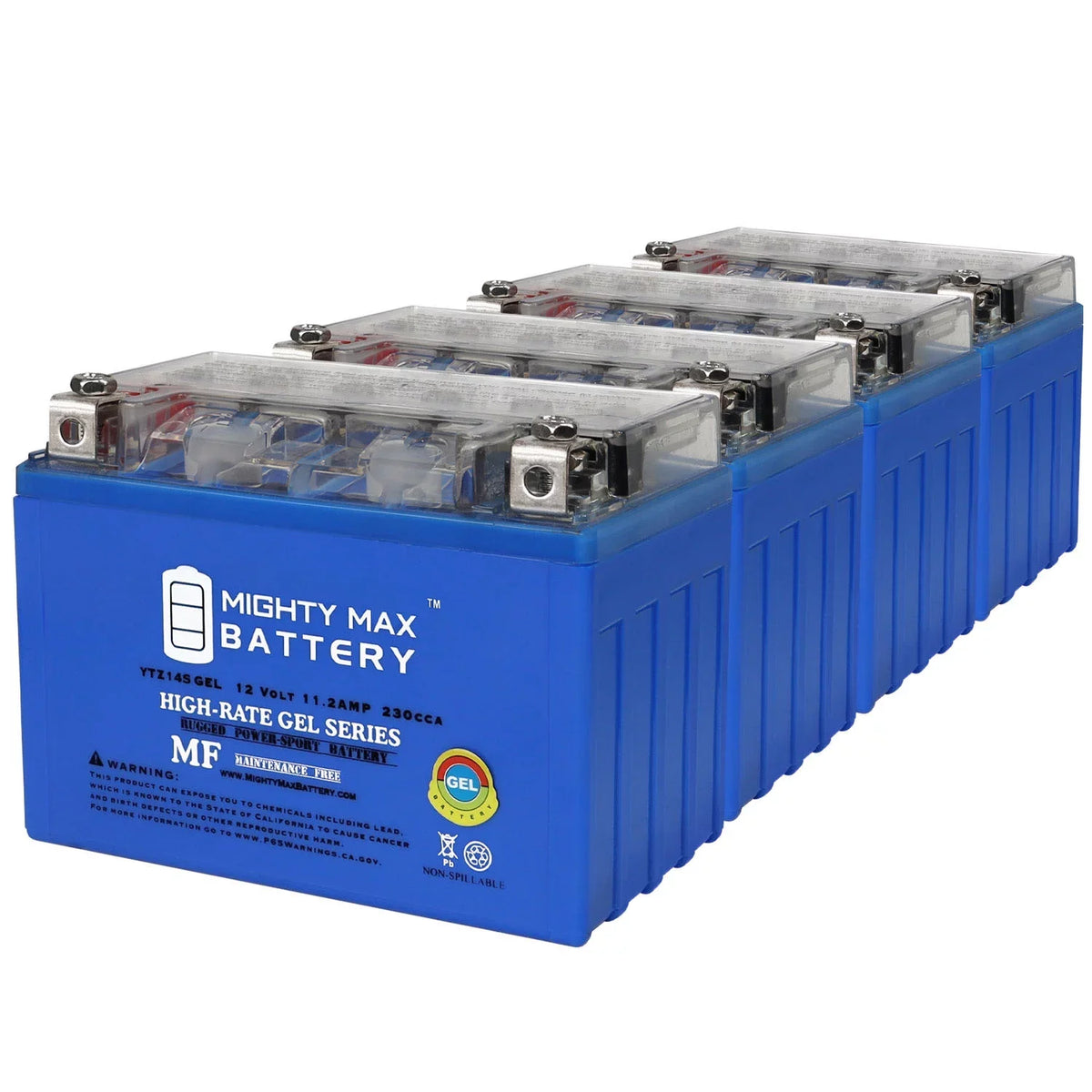 YTZ14SGEL 12V 11.2AH Replacement Battery compatible with Honda T750C C2Shadow / Phantom / Aero 10-20 - 4 Pack
