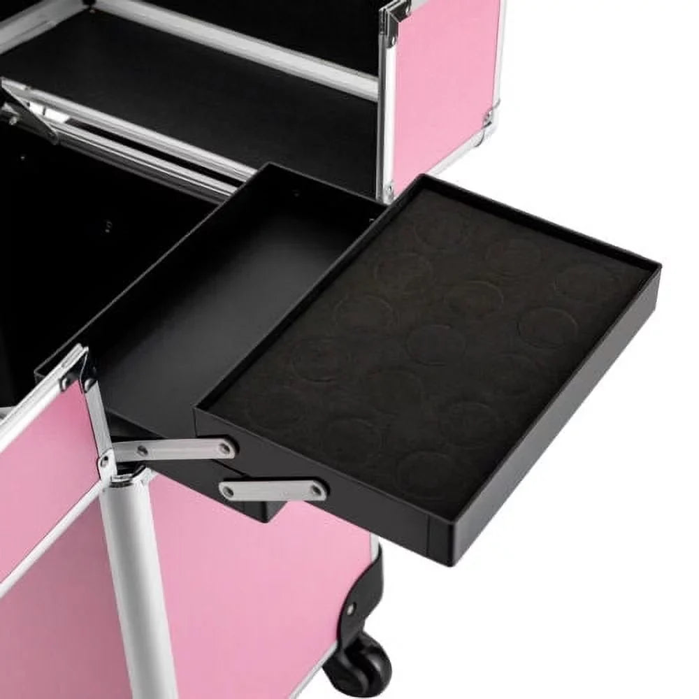 Rolling Extendable Makeup Case Cosmetic Train Box Trolley Large Storage Space