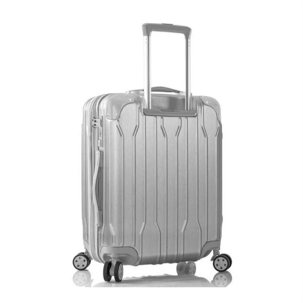 Heys Xtrak Unit Lightweight, TSA Combination Lock, Expandable, Telescopic Handle System Carry-On Luggage with Spinner Wheels Silver