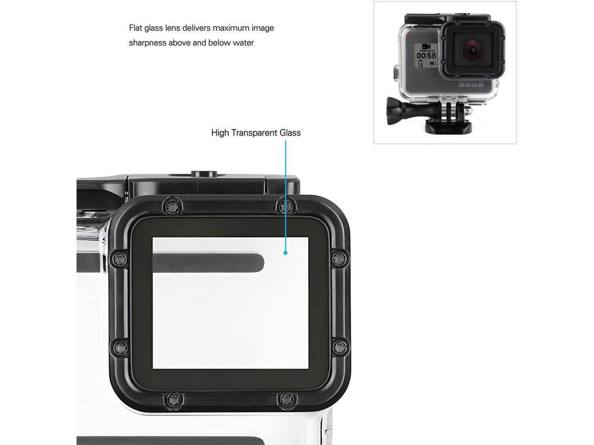 45m Underwater Waterproof Dive Housing Case with 3-Pack Dive Filters for GoPro Hero 5 6 7 Midnight Hero (2018) - Include Backdoor, Quick Release Buckle, Thumb Screw, Tripod Adapter, Lens Cap