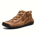 KINODAY Synthetic Leather Hand-stitching Ankle Boots Breathable Anti-slip Lace-up Walking Shoes For Outdoor Spring Summer And Autumn