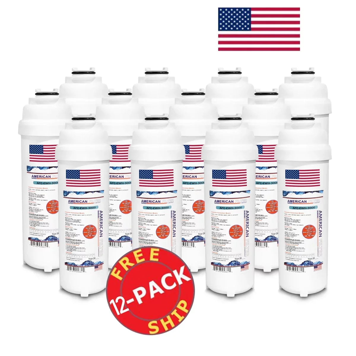 AFC Brand , Water Fountain Filter , Model # AFC-EWH-3000 , Compatible with WaterSentry® LZSTL8WSVRLK - 12 Filters - Made in U.S.A.