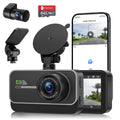 Advanced 4K+1080P WiFi dual dash cam, car front and rear dash cam, Inch IPS dual dash cam, night vision, 24 hours parking mode, loop recording, 170° wide angle, 64GB SD card included