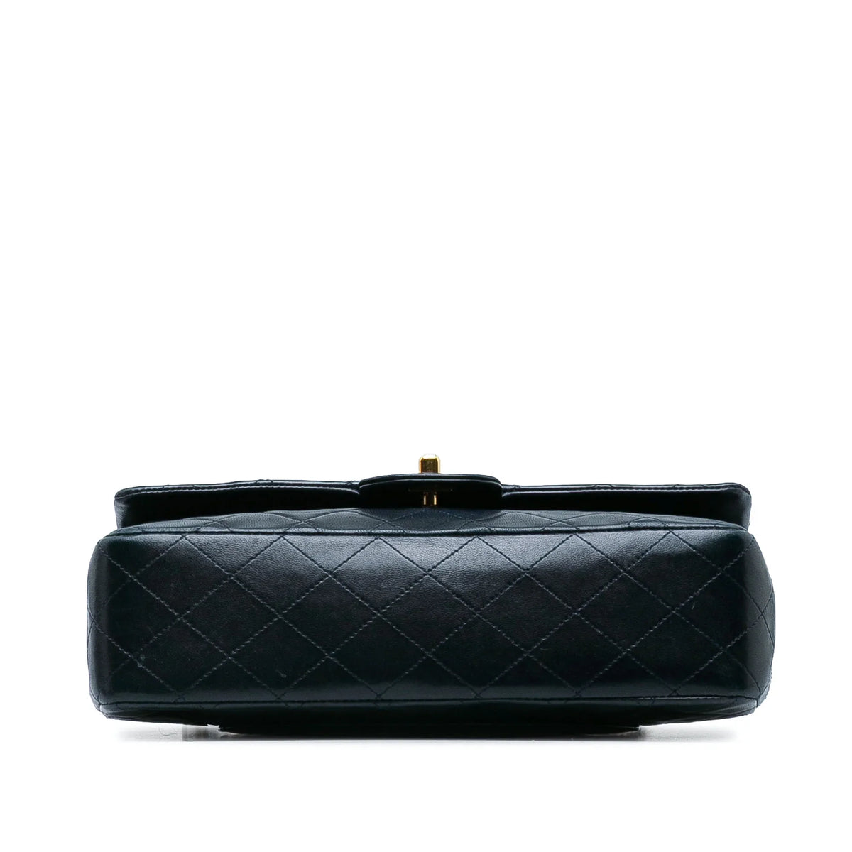 Pre-Owned Authenticated Chanel Medium Classic Lambskin Double Flap Leather Blue Shoulder Bag Unisex (Good)
