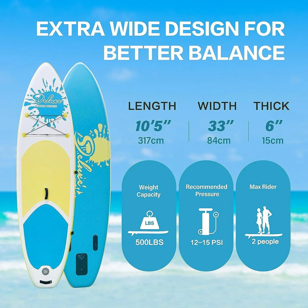 Deluxe Pink Inflatable Stand Up Paddle Board - 1 paddle board kit - 27.55 - Discover ultimate balance and stability on the water!