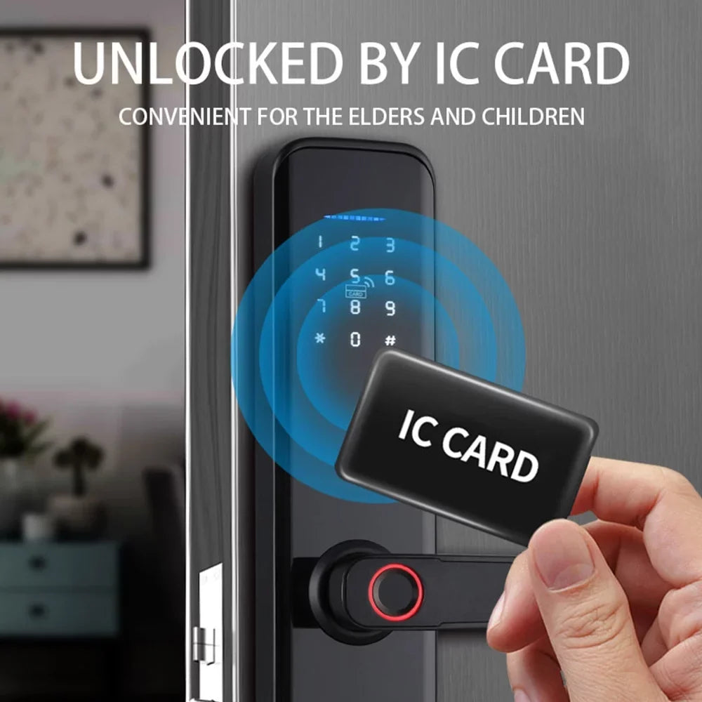 Carevas Smart Lock Fingerprint Lock Door Lock Keypad Door Lock with Handle Fingerprint Electronic Deadbolt Door Lock Smart Door Lock Compatible with APP