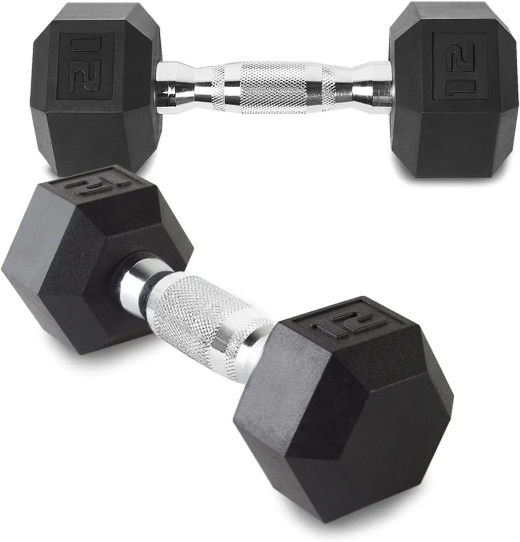 12LB Set Of 2 Hex Dumbbells Rubber Coated Cast Iron Hex Onyx Dumbbell Weights For Exercises Neoprene Dumbbell Hand Weights Anti-Slip Anti-Roll Hex Shape Colorful 12Lbs Pair
