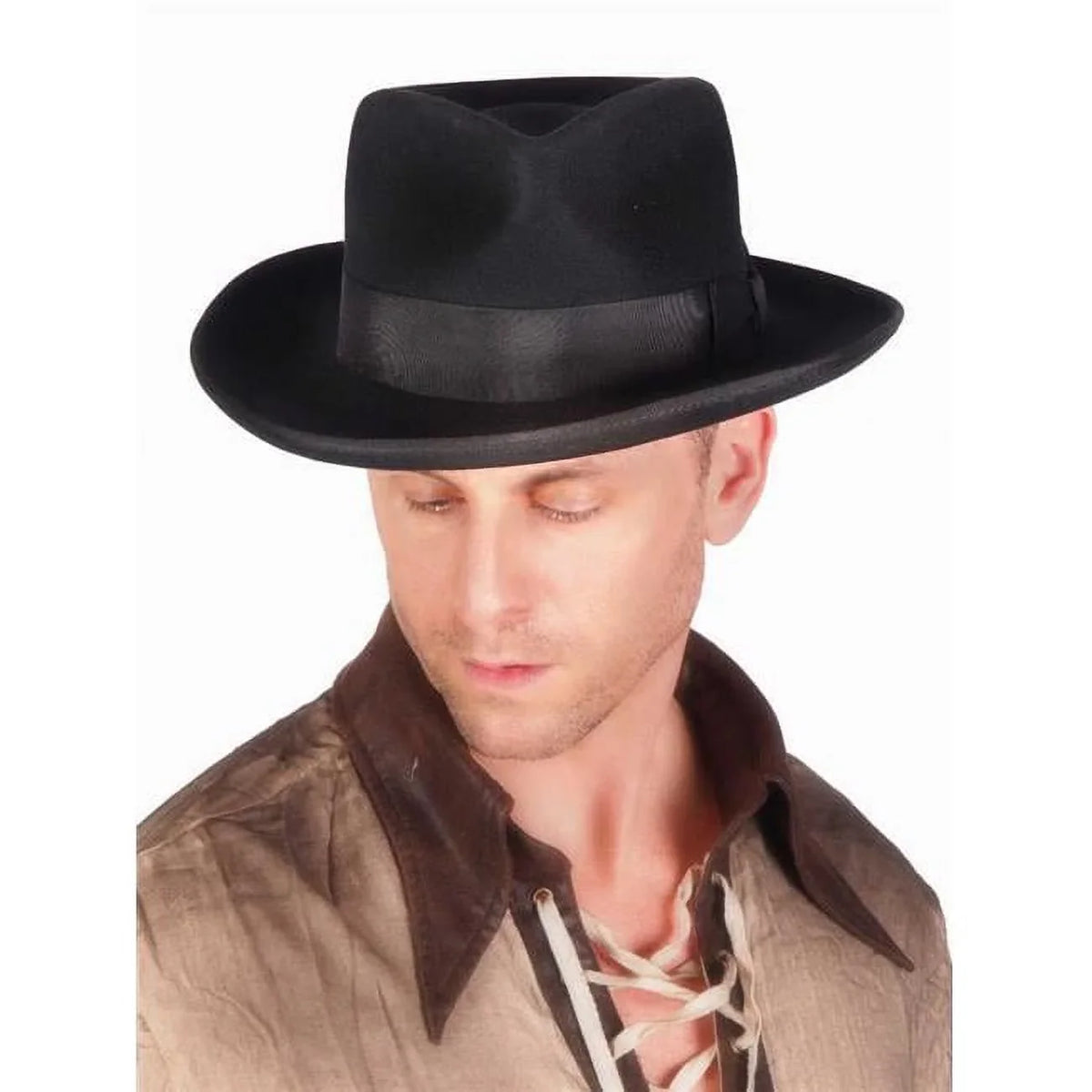 Western Fashion 69527-L 100 Percent Wool Felt Zoot Big Round Brim Hat, Dark - Large