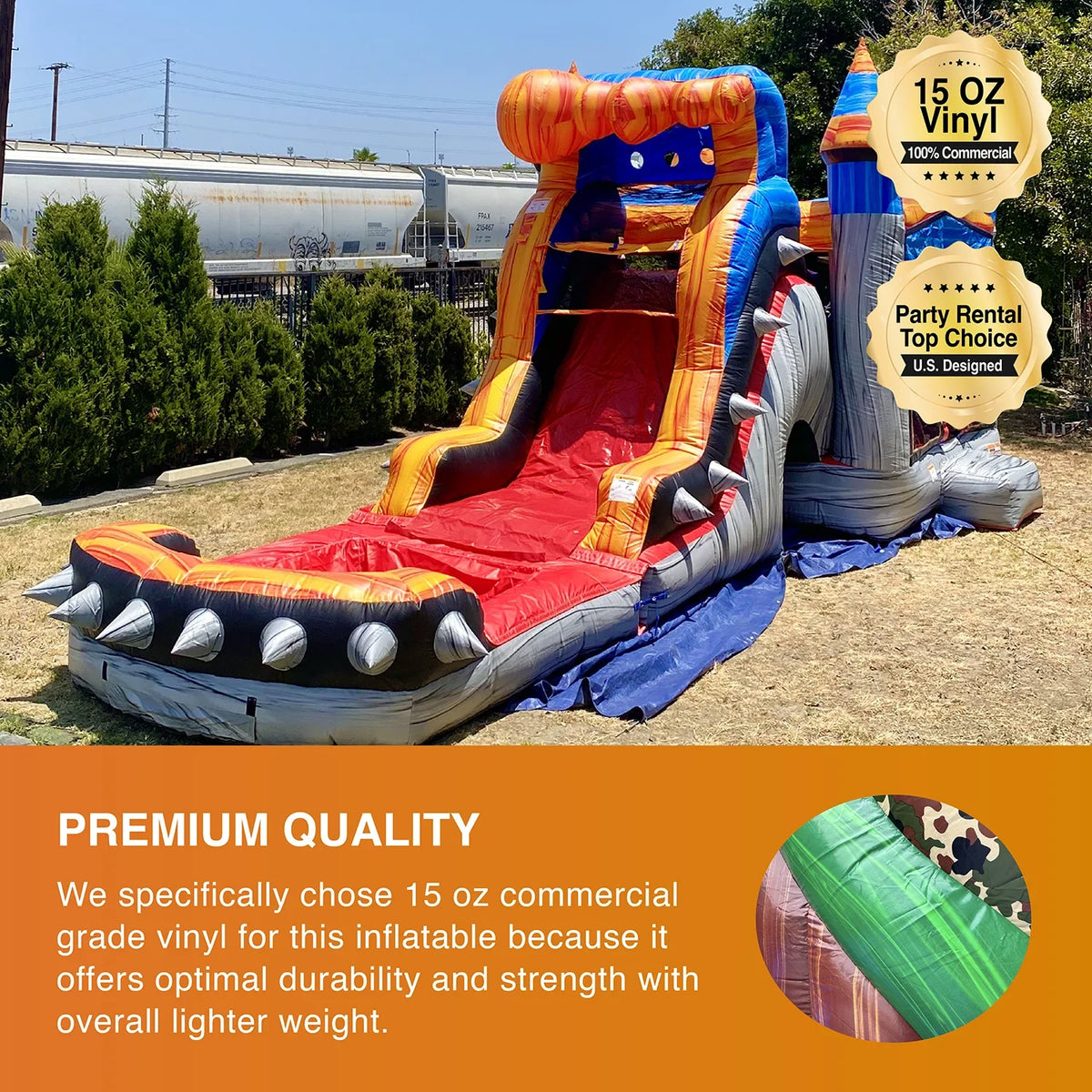 JumpOrange Titan Rocker Outdoor Commercial Grade Inflatable Bounce House Water Slide with Splash Pool for Kids and Adults with Blower