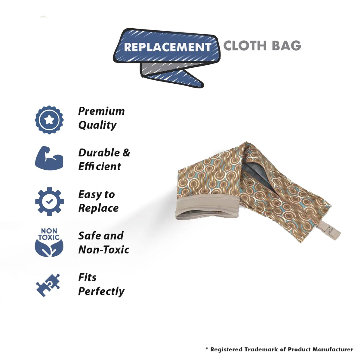 Replacement Part For Kirby Sentria II Cloth Bag with Zipper - 190012