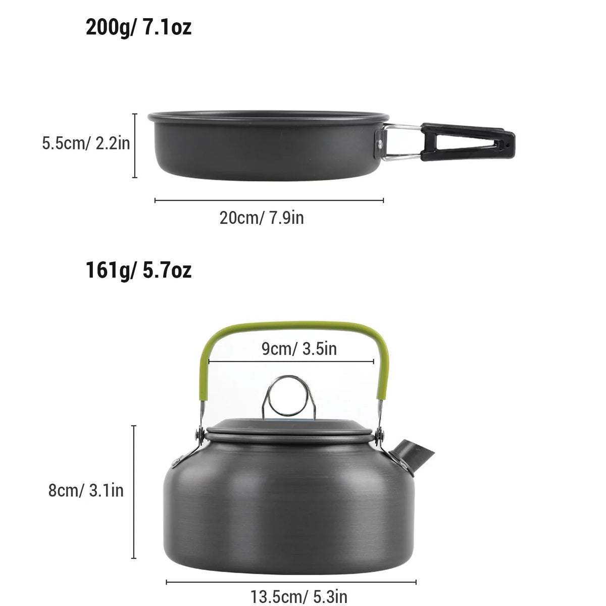 Htovila Kitchenware Set, Non-Stick Camping Cookware Mess Kit with Kettle for Hiking and Backpacking