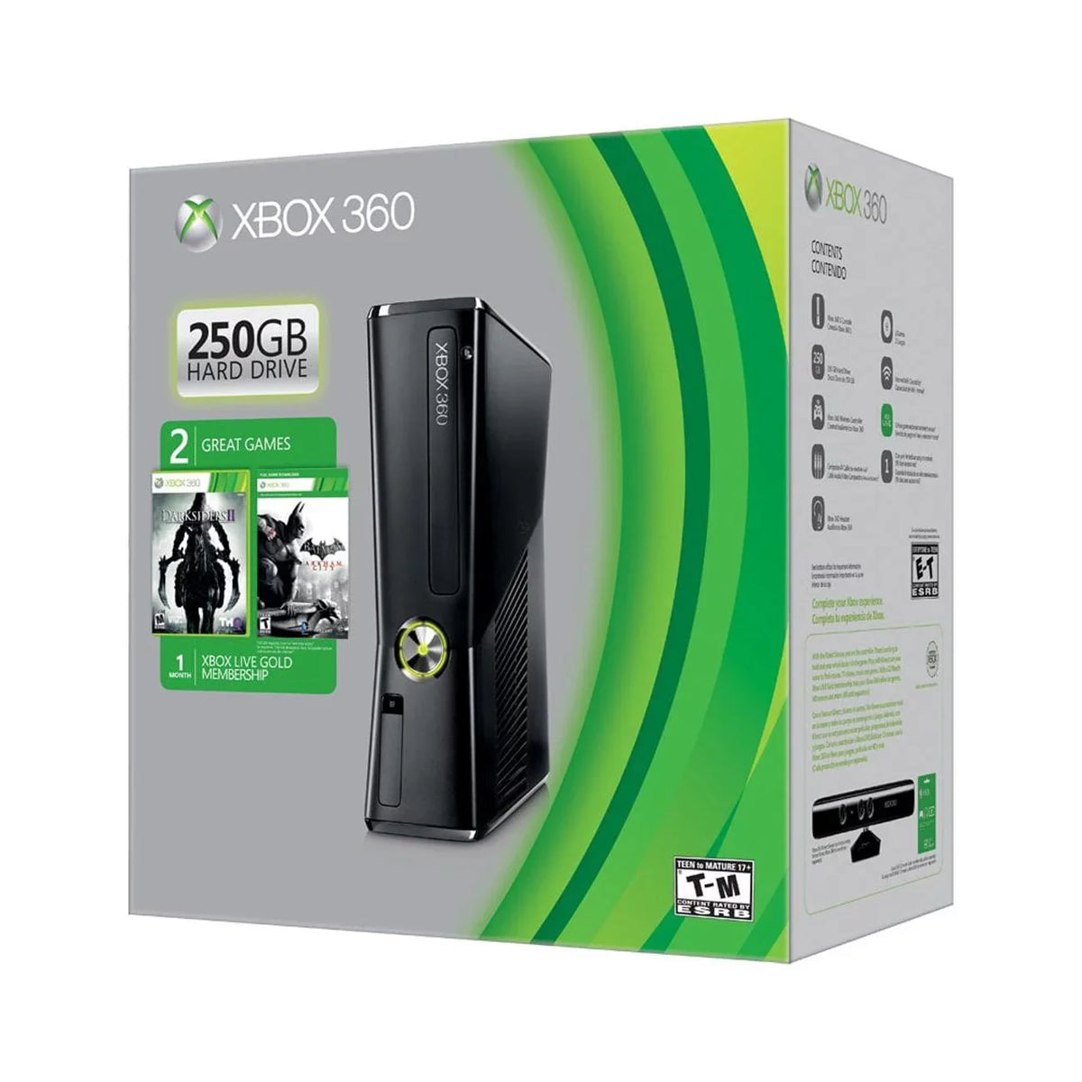 Open Box MICROSOFT XBOX 360 SLIM 250GB WIFI GAME CONSOLE BUNDLE Dark R9G-00198