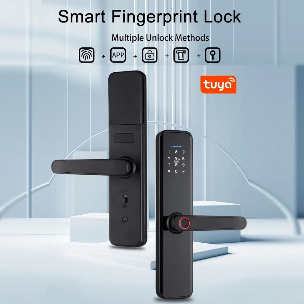 Carevas Smart Lock Fingerprint Lock Door Lock Keypad Door Lock with Handle Fingerprint Electronic Deadbolt Door Lock Smart Door Lock Compatible with APP