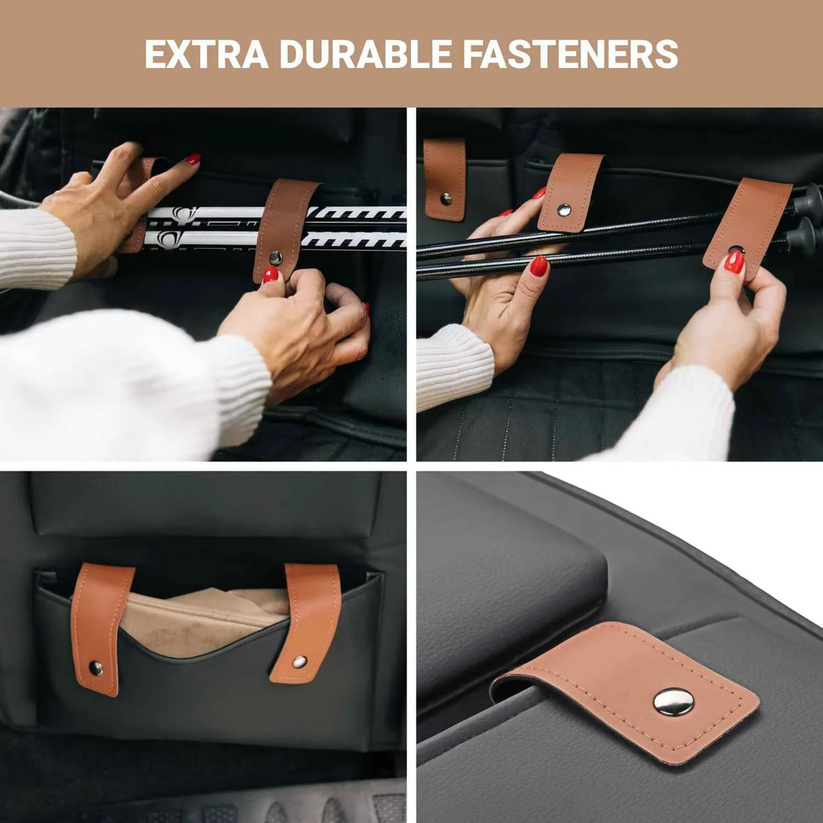 Hanging Car SUV Trunk Organizer Onyx Brown Eco Leather Owleys Storage Accessories With Pockets Waterproof