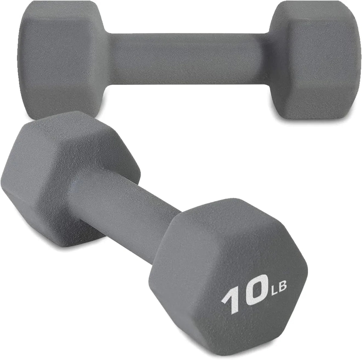 10LB Set Of 2 Hex Dumbbells Rubber Coated Cast Iron Hex Charcoal Dumbbell Weights For Exercises Neoprene Dumbbell Hand Weights Anti-Slip Anti-Roll Hex Shape Colorful 10Lbs Pair