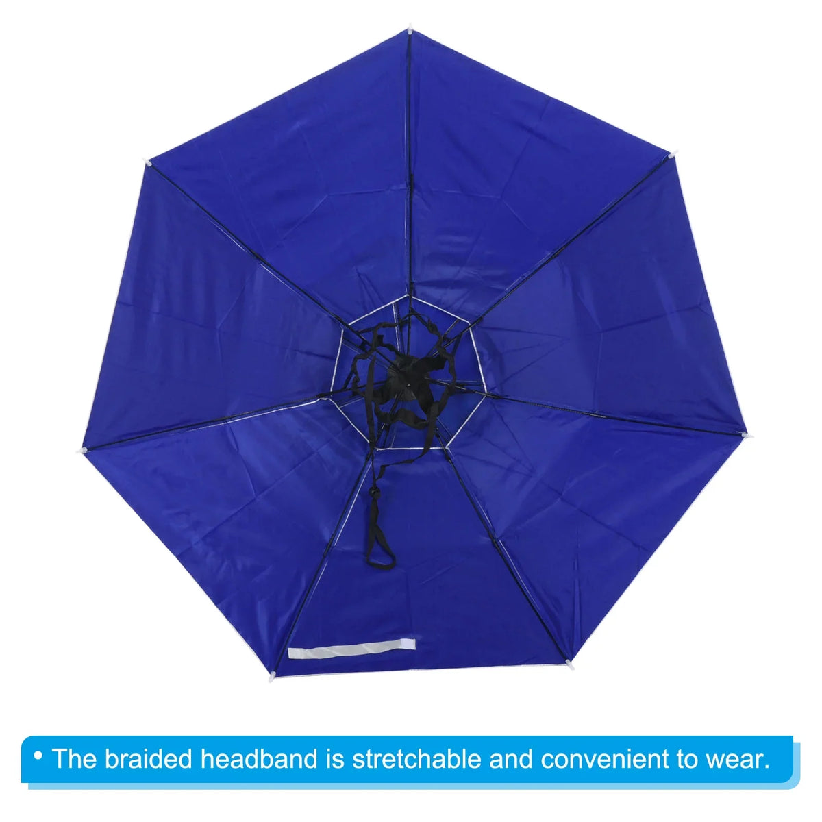Uxcell OD 37.4" Umbrella Hat, Oxford Fabric Folding Double Layer Sun Rain Cap with Adjustable Strip, Silver