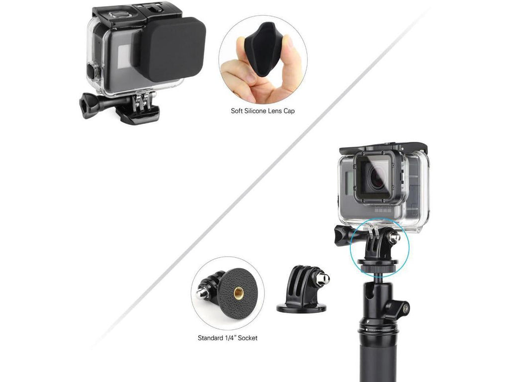 45m Underwater Waterproof Dive Housing Case with 3-Pack Dive Filters for GoPro Hero 5 6 7 Midnight Hero (2018) - Include Backdoor, Quick Release Buckle, Thumb Screw, Tripod Adapter, Lens Cap