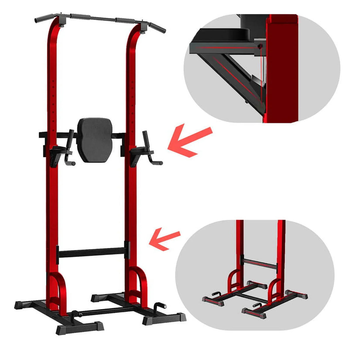 Station Stand Pull Up Bar for Gym Strength Training Workout Equipment，Red