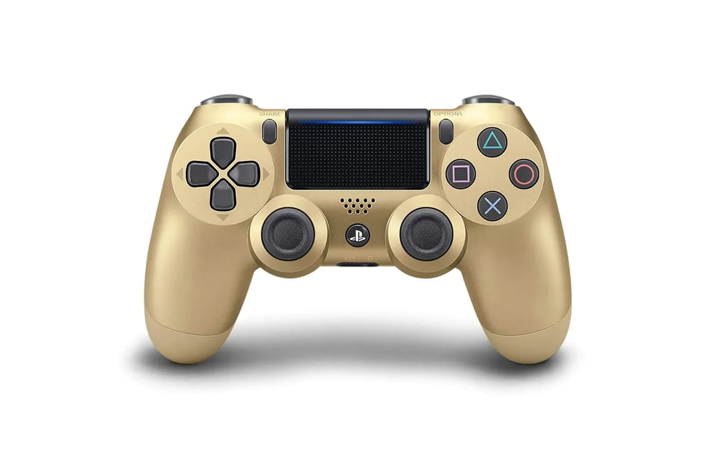 Sony Dual Shock Gold Gaming Controller For PS4 Console + Wired Earbuds BOLT AXTION Bundle Like New