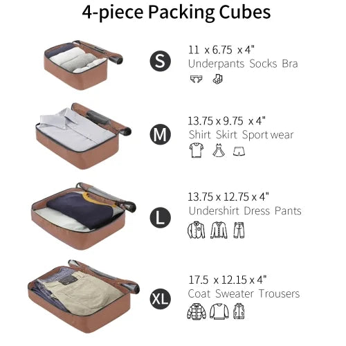 4 Piece Luggage Set Suitcase Set, ABS Hard Shell Lightweight Expandable Travel Luggage with 4 Packing Cubes, TSA Lock, Spinner Wheels for Men Women