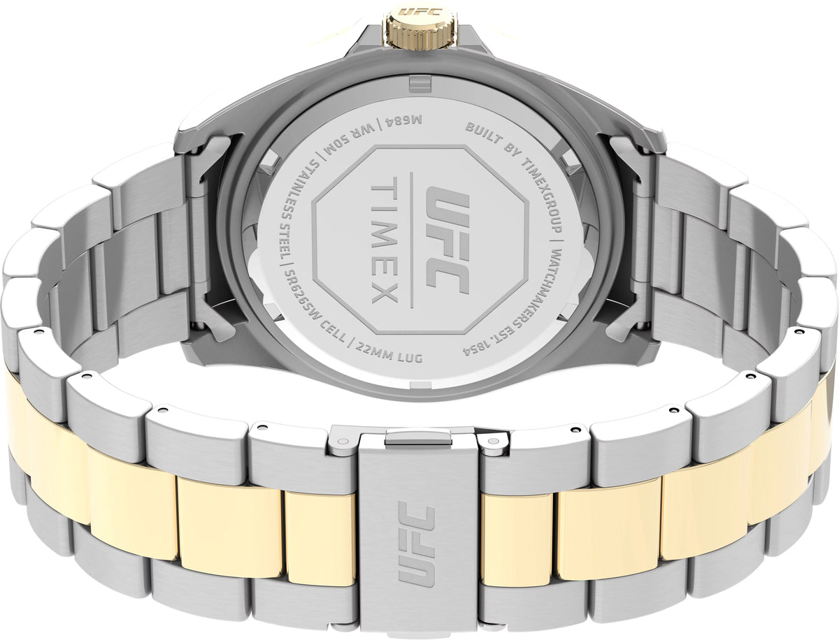 Timex UFC Men's Debut 42mm Watch - Two-Tone Strap Blue Dial Silver-Tone Case