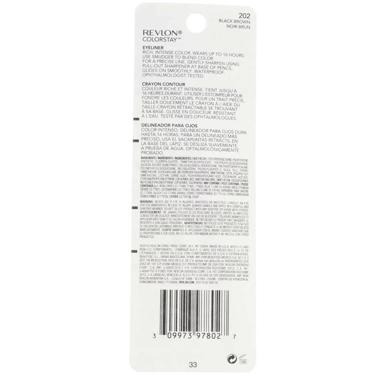 Revlon ColorStay Eyeliner Pencil, Onyx Brown [202], 0.01 oz (Pack of 6)