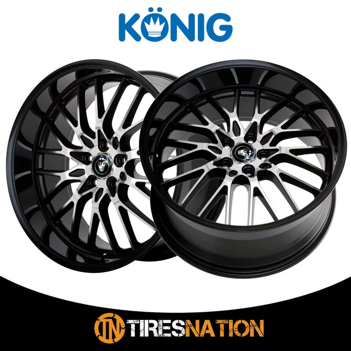 Konig 16MB Lace 17x8 5x112 +45et Gloss Dark With Machined Face Wheel