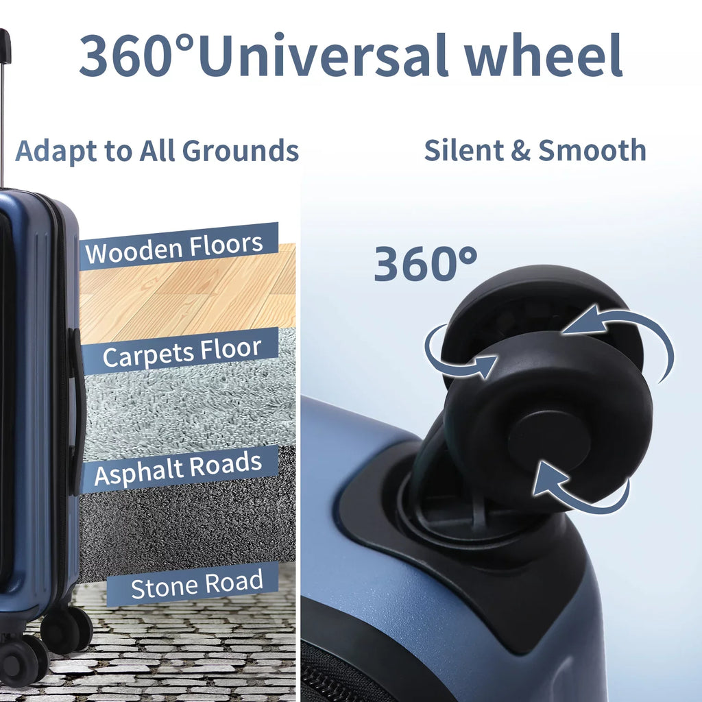 2 Piece 20/24 Luggage Set, Only 20 with Front Laptop Pocket & Expandle, Lightweight ABS+PC Hardshell Suitcase with TSA Lock & Spinner Wheels, 20 Unit 37~41L + 24 Inch 65L, Ice Blue