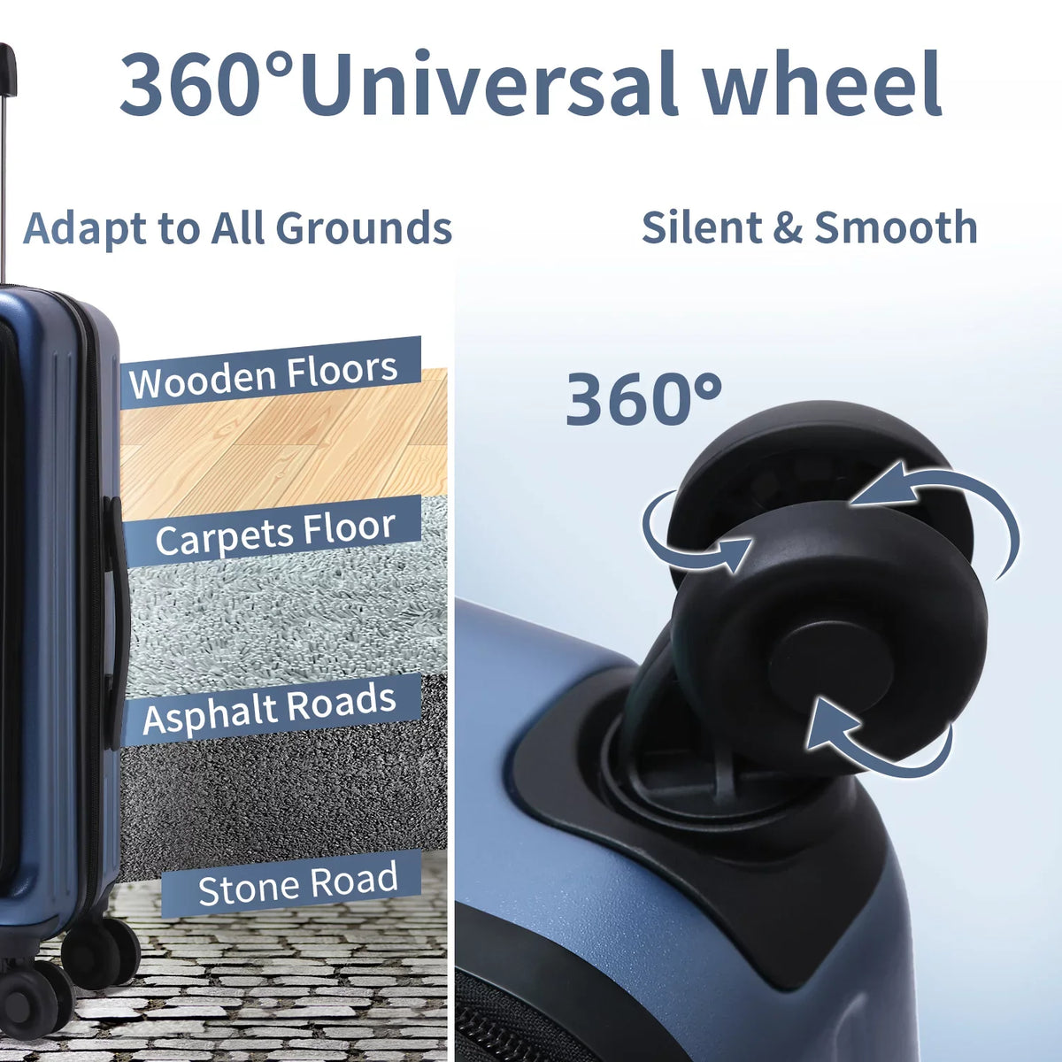 2 Piece 20/24 Luggage Set, Only 20 with Front Laptop Pocket & Expandle, Lightweight ABS+PC Hardshell Suitcase with TSA Lock & Spinner Wheels, 20 Unit 37~41L + 24 Inch 65L, Ice Blue