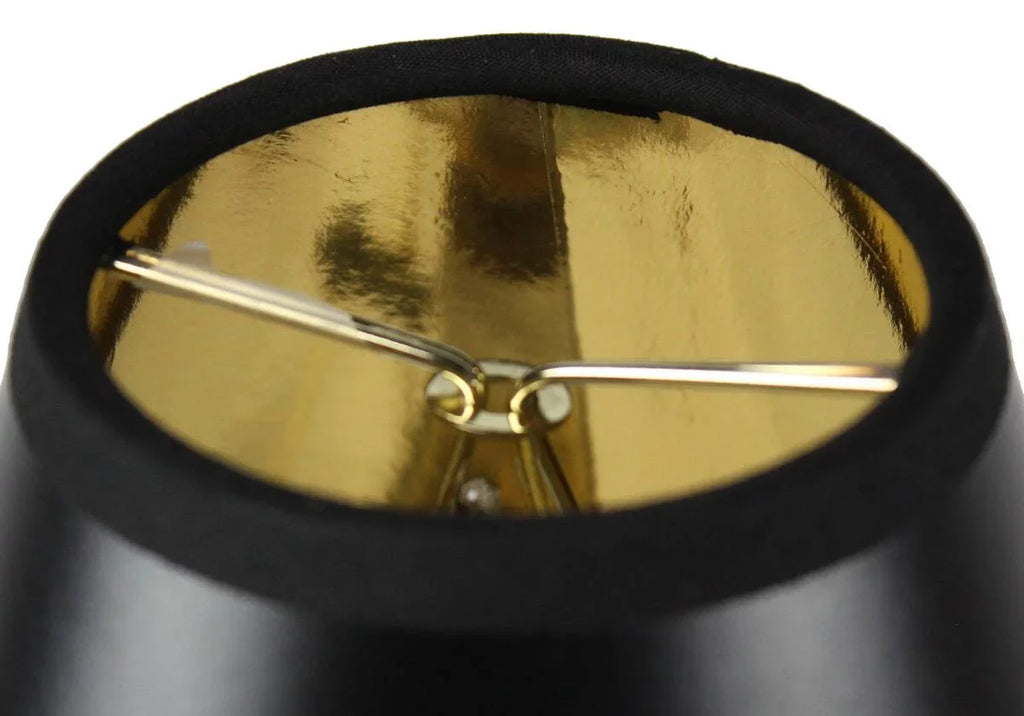Set of 6 Charcoal Parchment Gold-Lined Chandelier Candle Clip Lamp Shade 3x6x5