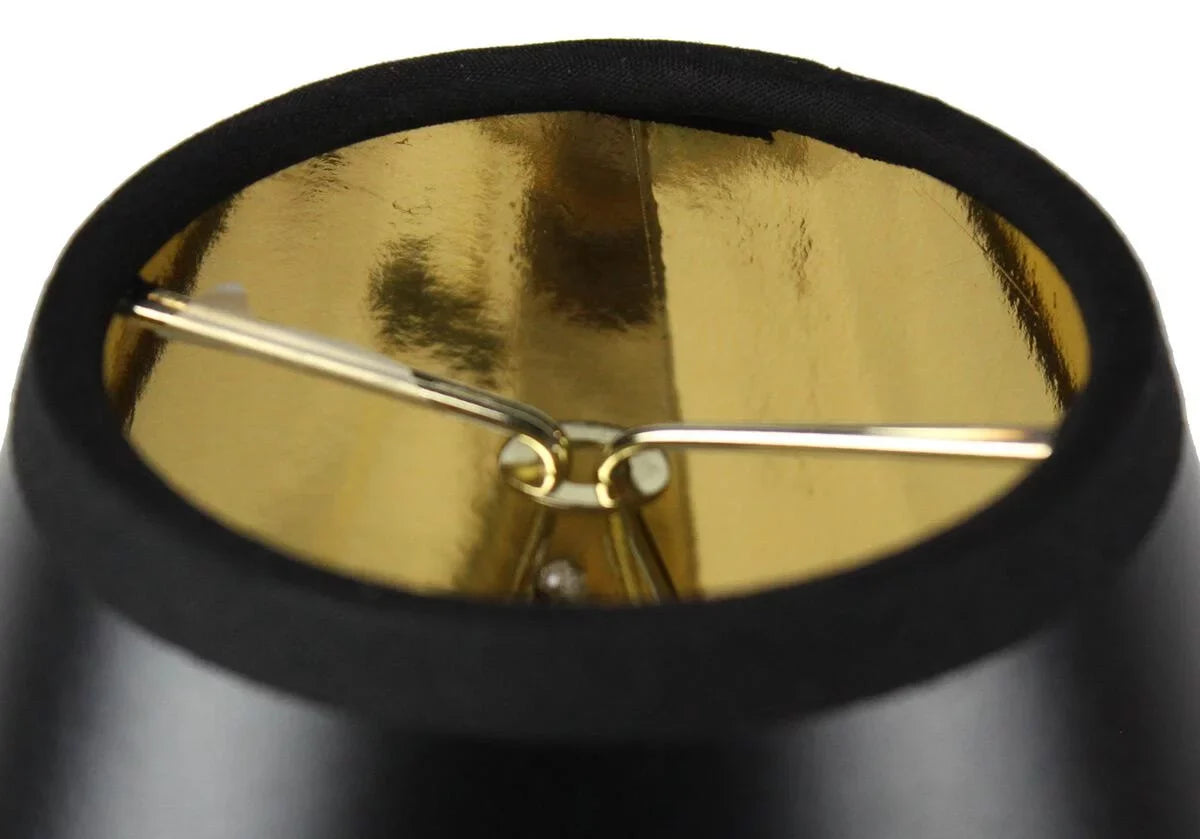 Set of 6 Charcoal Parchment Gold-Lined Chandelier Candle Clip Lamp Shade 3x6x5