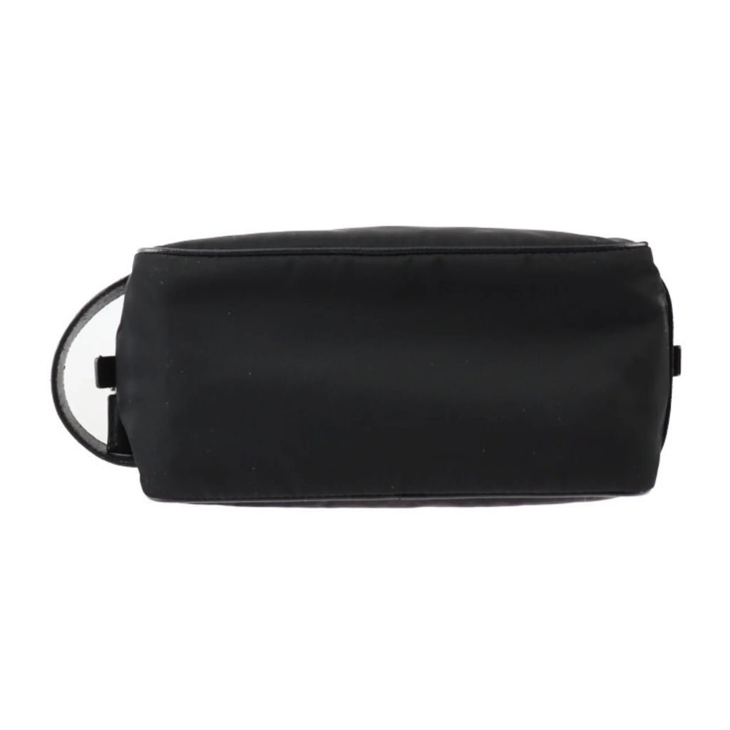 Pre-Owned PRADA Prada second bag 2NA819 nylon leather Dark silver hardware clutch handbag triangle logo (Good)