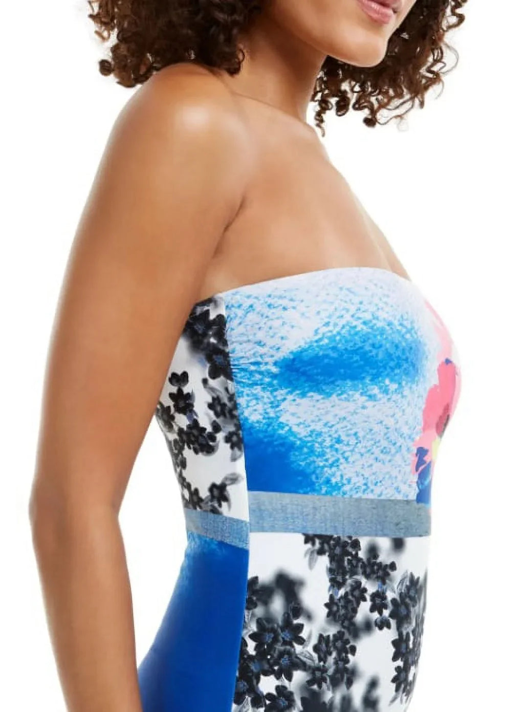 Calvin Klein ATLANTIS MULTI NEON STRIPES Bandeau One-Piece Swimsuit, US 16