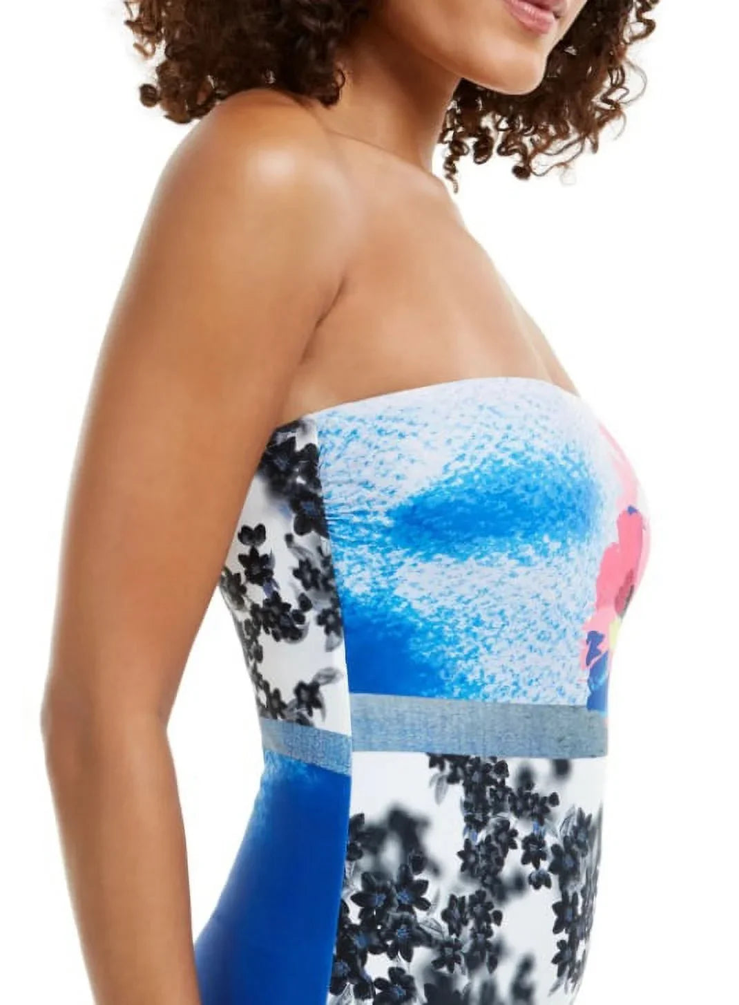 Calvin Klein ATLANTIS MULTI NEON STRIPES Bandeau One-Piece Swimsuit, US 16