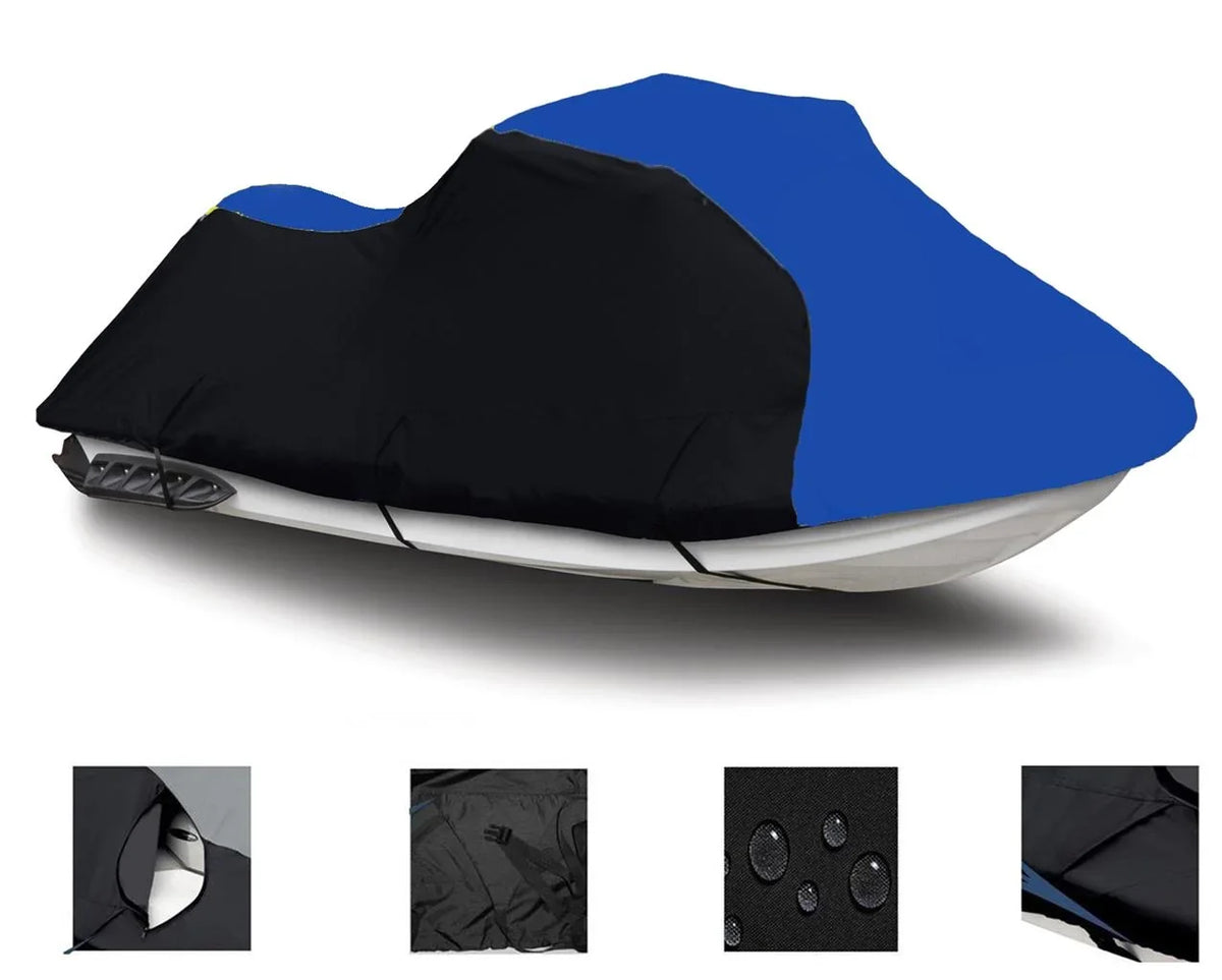 Charcoal / BLUE HEAVY-DUTY, PWC 600D JET SKI Cover Compatible for Yamaha Wave Runner FX 140 Cruiser 2003 2004