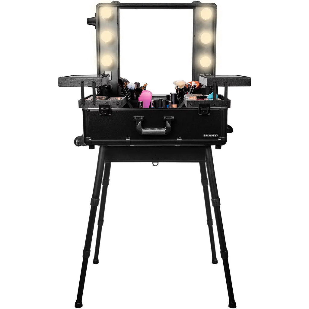 SHANY Studio ToGo Wheeled Trolley Makeup Case & Organizer with Light - Charcoal