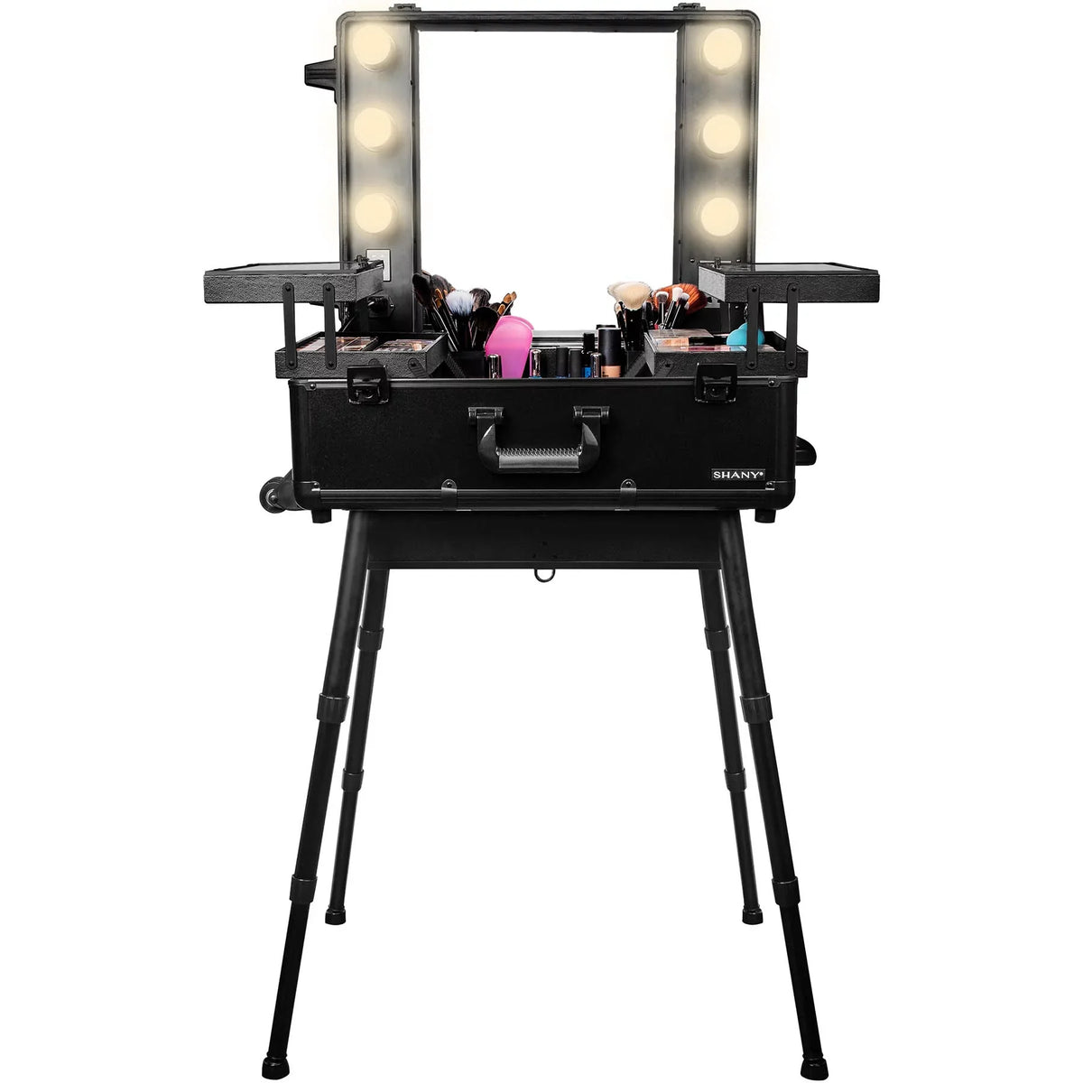 SHANY Studio ToGo Wheeled Trolley Makeup Case & Organizer with Light - Charcoal