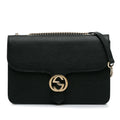 Pre-Owned Authenticated Gucci Medium Dollar Interlocking G Crossbody Bag Calf Leather Midnight Unisex (Good)